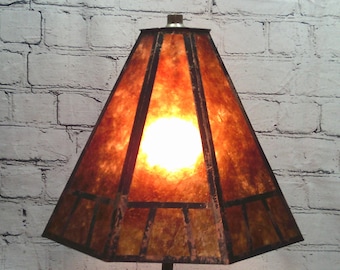 Mica Lamp Shade, octagon, dark amber mica
