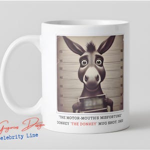 Donkey 11oz Two-Sided Mug Design, Funny Mug Shot Sublimation Design PNG, Cartoon Character Mug Template, Digital Download