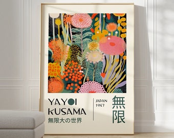 Poster Yayoi Kusama - Arte da parete della Galleria giapponese, Decorazione da parete moderna con poster, Arte da parete giapponese come stampa astratta Yayoi Kusama