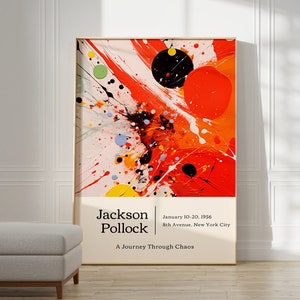 Poster di Jackson Pollock - Arte da parete alla moda, arte da parete moderna colorata, stampa di Jackson Pollock come arredamento massimalista, arte da parete astratta di Pollock