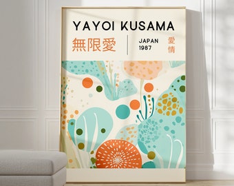 Cartel de Yayoi Kusama - Arte de pared japonés como impresión abstracta de Yayoi Kusama, arte de pared de galería japonesa, decoración moderna de la pared del cartel