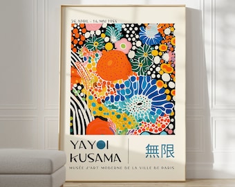 Yayoi Kusama Print - Japanese Wall Art - Home Wall Decor as Abstract Yayoi Kusama Poster - Yayoi Kusama Inspired Japanese Gallery Wall Art