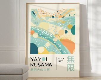Yayoi Kusama Print - Japanese Wall Art - Home Wall Decor as Abstract Yayoi Kusama Poster - Yayoi Kusama Inspired Japanese Gallery Wall Art