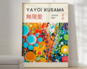 Yayoi Kusama Poster - Japanische Wandkunst als Abstraktes Yayoi Kusama Print, Japanische Gallerie Wandkunst, Moderne Poster Wanddeko