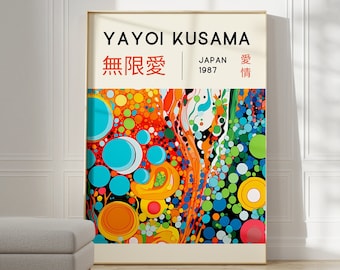 Yayoi Kusama Print - Japanese Wall Art - Home Wall Decor as Abstract Yayoi Kusama Poster - Yayoi Kusama Inspired Japanese Gallery Wall Art