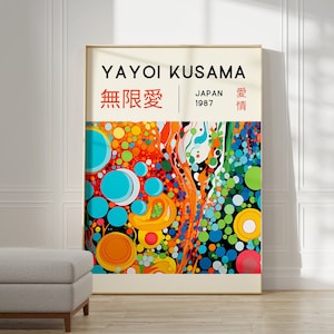 Poster Yayoi Kusama - Arte da parete giapponese come stampa astratta Yayoi Kusama, Arte da parete della Galleria giapponese, Decorazione da parete moderna con poster