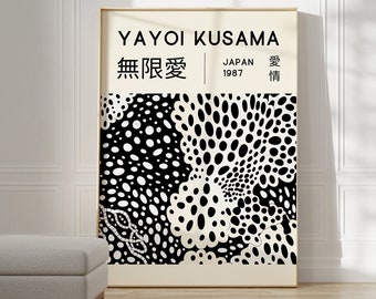 Yayoi Kusama Print - Japanese Wall Art - Home Wall Decor as Abstract Yayoi Kusama Poster - Yayoi Kusama Inspired Japanese Gallery Wall Art