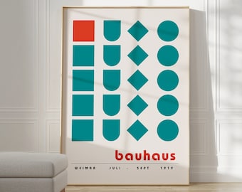 Bauhaus Poster Print - Geometric wall art as Living room Decor, Retro Bauhaus Print, Vintage Gallery exhibition Poster, Abstract Office Art