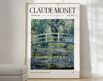 Claude Monet Poster - Mid Century Modern Wall Art for Aesthetic Room Decor | Monet Print as Best Friend Gift | Monet Exhibition Poster