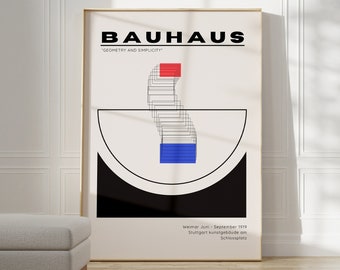 Bauhaus Poster Print - Geometric wall art as Living room Decor, Retro Bauhaus Print, Vintage Gallery exhibition Poster, Abstract Office Art