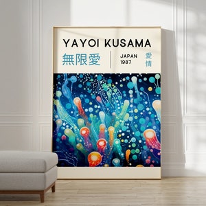 Yayoi Kusama Print - Home Wall Decor as Abstract Yayoi Kusama Poster - Japanese Wall Art - Yayoi Kusama Inspired Japanese Gallery Wall Art