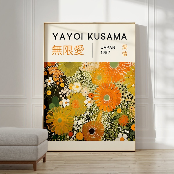 Yayoi Kusama poster - Japanse muurkunst als abstracte Yayoi Kusama print, Japanse galerij kunst aan de muur, moderne poster wanddecoratie