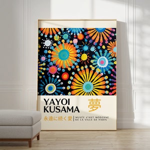 Affiche Yayoi Kusama - Art mural de la galerie japonaise, décoration murale d’affiche moderne, art mural japonais comme impression abstraite Yayoi Kusama