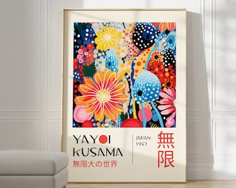 Yayoi Kusama poster - Japanse muurkunst als abstracte Yayoi Kusama print, Japanse galerij kunst aan de muur, moderne poster wanddecoratie