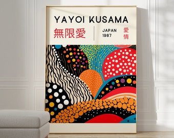 Yayoi Kusama Print - Japanese Wall Art - Home Wall Decor as Abstract Yayoi Kusama Poster - Yayoi Kusama Inspired Japanese Gallery Wall Art