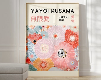Yayoi Kusama poster - Japanse muurkunst als abstracte Yayoi Kusama print, Japanse galerij kunst aan de muur, moderne poster wanddecoratie