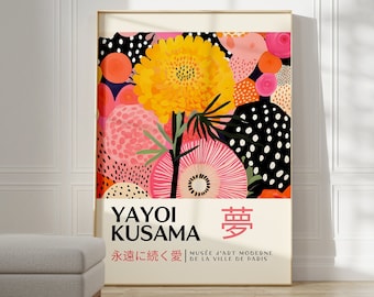 Yayoi Kusama Poster - Japanische Wandkunst als Abstraktes Yayoi Kusama Print, Japanische Gallerie Wandkunst, Moderne Poster Wanddeko
