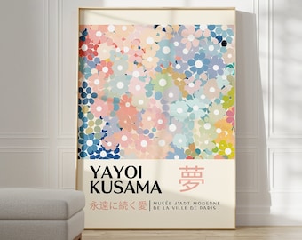 Yayoi Kusama Print - Japanese Wall Art - Home Wall Decor as Abstract Yayoi Kusama Poster - Yayoi Kusama Inspired Japanese Gallery Wall Art