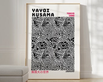Yayoi Kusama Poster - Abstract Yayoi Kusama Print as Japanese Wall Art - Inspired by Yayoi Kusama Japandi Gallery Wall Art - Home Wall Decor