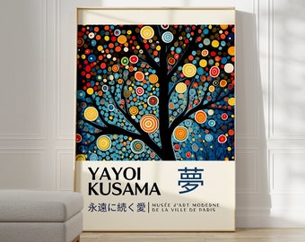 Yayoi Kusama Poster - Japanische Gallerie Wandkunst, Moderne Poster Wanddeko, Japanische Wandkunst als Abstraktes Yayoi Kusama Print