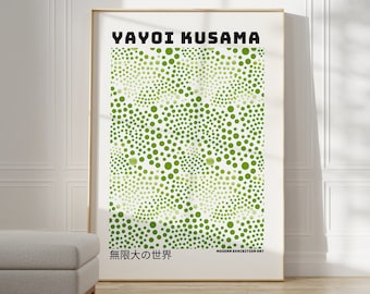 Yayoi Kusama Poster - Abstract Yayoi Kusama Print as Japanese Art - Inspired by Yayoi Kusama Japandi Gallery Wall Art - Sage Green Wall Art