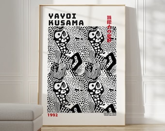 Yayoi Kusama Poster - Abstract Yayoi Kusama Print as Japanese Wall Art - Inspired by Yayoi Kusama Japandi Gallery Wall Art - Home Wall Decor