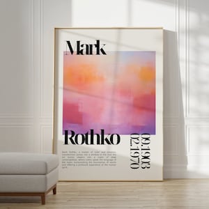 Affiche Mark Rothko - Une impression d’exposition comme cadeau de pendaison de crémaillère ou décoration de salon, impression Mark Rothko, affiche de musée, impression Rothko