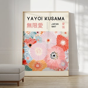 Cartel de Yayoi Kusama - Arte de pared japonés como impresión abstracta de Yayoi Kusama, arte de pared de galería japonesa, decoración moderna de la pared del cartel