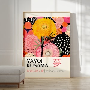 Yayoi Kusama Poster - Japanische Wandkunst als Abstraktes Yayoi Kusama Print, Japanische Gallerie Wandkunst, Moderne Poster Wanddeko
