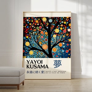 Yayoi Kusama Poster - Japanische Gallerie Wandkunst, Moderne Poster Wanddeko, Japanische Wandkunst als Abstraktes Yayoi Kusama Print
