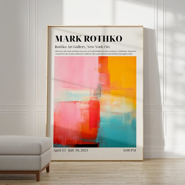 Mark Rothko Poster - A Exhibition Print as Housewarming Gift or Livingroom Decor, Mark Rothko Print, Birthday Gift Idea, Museum Poster