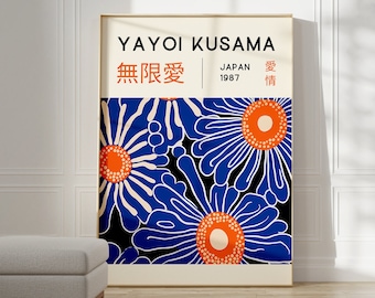 Cartel de Yayoi Kusama - Arte de pared japonés como impresión abstracta de Yayoi Kusama, arte de pared de galería japonesa, decoración moderna de la pared del cartel