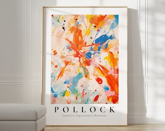Jackson Pollock Poster - Modern Colorful Wall Art | Trendy Wall Art | Jackson Pollock Maximalist Decor | Extra large Wall Art | Abstract Art