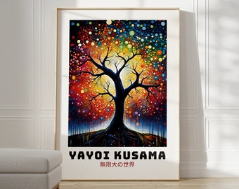 Yayoi Kusama Poster - Abstract Yayoi Kusama Print as Japanese Wall Art - Inspired by Yayoi Kusama Japandi Gallery Wall Art - Home Wall Decor