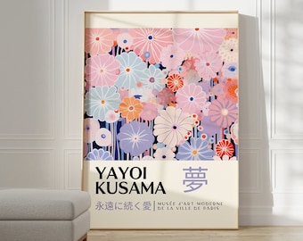 Yayoi Kusama Print - Japanese Wall Art - Home Wall Decor as Abstract Yayoi Kusama Poster - Yayoi Kusama Inspired Japanese Gallery Wall Art