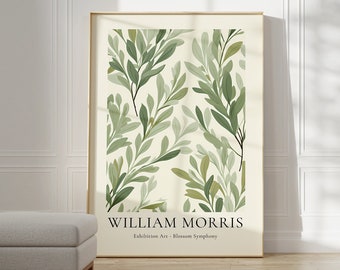 William Morris-posters | William Morris afdrukken | Moderne kunst uit het midden van de eeuw | Esthetische Room Decor Bloemenmarkt Poster | Salie groene kunst aan de muur
