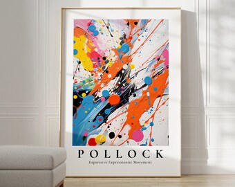 Jackson Pollock Poster - Moderne kleurrijke muurkunst | Trendy muurkunst | Jackson Pollock Maximalistisch Decor | Extra grote muurkunst | Abstracte kunst