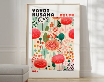 Yayoi Kusama Poster - Japanische Wandkunst als Abstrakter Yayoi Kusama Print, Kusama Japanische Gallerie Wandkunst, Moderne Poster Wanddeko