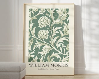 William Morris Poster | William Morris Print | Mid Century Modern Art  | Aesthetic Room Decor Flower Market Poster | Sage Green Wall Art