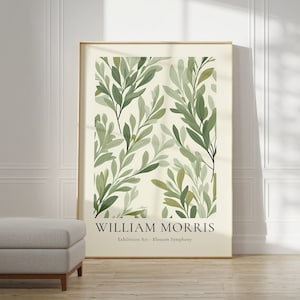 Póster de William Morris | Impresión de William Morris | Arte moderno de mediados de siglo | Póster estético del mercado de flores para decoración de habitaciones | Arte de pared verde salvia