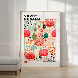 Yayoi Kusama Poster - Japanische Wandkunst als Abstrakter Yayoi Kusama Print, Kusama Japanische Gallerie Wandkunst, Moderne Poster Wanddeko