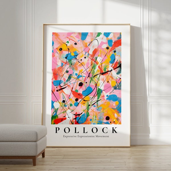 Póster de Jackson Pollock - Arte de pared moderno y colorido | Arte de pared de moda | Decoración maximalista de Jackson Pollock | Arte de pared extra grande | arte abstracto