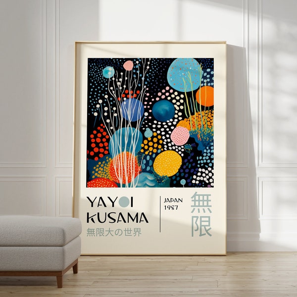 Yayoi Kusama Print - Home Wall Decor as Abstract Yayoi Kusama Poster - Japanese Wall Art - Yayoi Kusama Inspired Japanese Gallery Wall Art