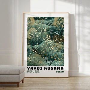 Yayoi Kusama poster Japanse muurkunst als abstracte Yayoi Kusama print, Kusama Japanse galerij kunst aan de muur, moderne poster wanddecoratie afbeelding 1