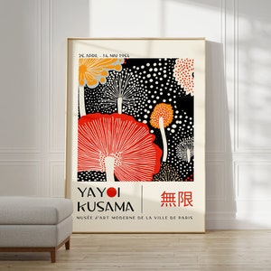 Yayoi Kusama Poster - Japanische Gallerie Wandkunst, Moderne Poster Wanddeko, Japanische Wandkunst als Abstraktes Yayoi Kusama Print