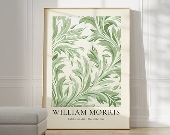William Morris Poster | William Morris Print | Mid Century Modern Art  | Aesthetic Room Decor Flower Market Poster | Sage Green Wall Art