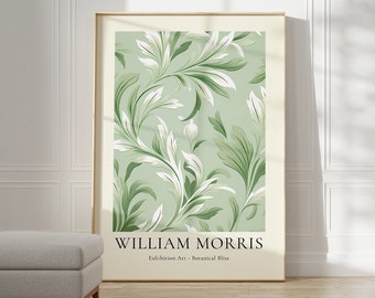 William Morris Poster | William Morris Print | Mid Century Modern Art  | Aesthetic Room Decor Flower Market Poster | Sage Green Wall Art