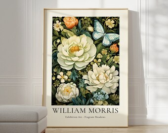 William Morris Poster | William Morris Print | Mid Century Modern Art  | Aesthetic Room Decor Flower Market Poster | Sage Green Wall Art
