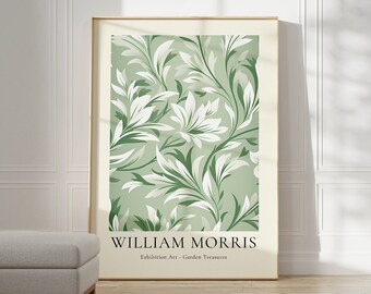 William Morris Poster | William Morris Print | Mid Century Modern Art  | Aesthetic Room Decor Flower Market Poster | Sage Green Wall Art