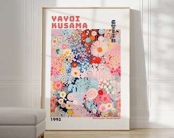 Yayoi Kusama Poster - Japanse muurkunst als abstracte Yayoi Kusama Print, Kusama Japanse Gallery Wall Art, Moderne Poster Wanddecoratie